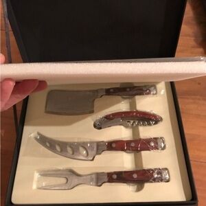 Wood Handle Cheese Knife Set & Board